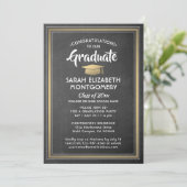 1 Foto Elegantes Black Chalkboard & Gold Abschluss Einladung (Stehend Vorderseite)