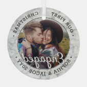 1 Foto Erste Weihnachten Verlobte Imitate Marmorru Ornament Aus Glas (Rückseite)