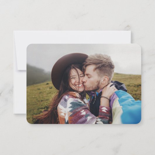 1 Foto Essensoptionen Elegantes Retro Script Hochz RSVP Karte (Rückseite)