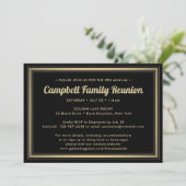 1 Foto Family Wiedersehen Elegant Black and Gold Einladung (Stehend Vorderseite)