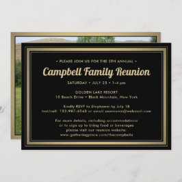 1 Foto Family Wiedersehen Elegant Black and Gold Einladung