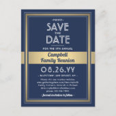 1 Foto Family Wiedersehen Save the Date Blau und G Ankündigungspostkarte (Vorderseite)