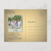 1 Foto Family Wiedersehen Save the Date Blau und G Ankündigungspostkarte (Rückseite)