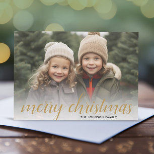1 Foto Frohe Weihnachtsschrift Gold Damask Feiertagskarte