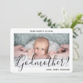 1 Foto Godmutter Vorschlag Modernes, elegantes Skr Einladung (Stehend Vorderseite)