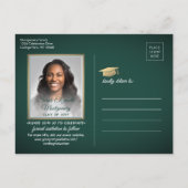 1 Foto Green Gold White Abschluss Save the Date Ankündigungspostkarte (Rückseite)