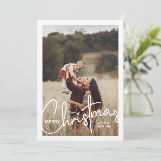 1 Foto Handgeschriebenes Script Frohe Weihnachten (Stehend Vorderseite)