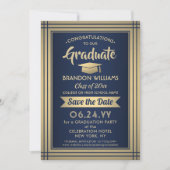 1 Foto Herzlichen Glückwunsch Graduate Navy Blue & Save The Date (Vorderseite)
