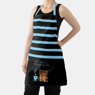 1 Foto Hund Kaffee Liebhaber Streifen schwarz blau Schürze