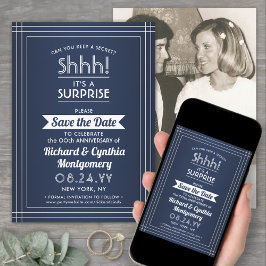 1 Foto Jahrestag Überraschung Party Navy Blue Whit Save The Date