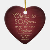 1 Foto JEDER Geburtstag Brushed Burgundy & Gold He Keramik Ornament (Vorne)