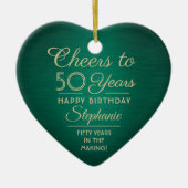 1 Foto JEDER Geburtstag Brushed Green and Gold Hea Keramik Ornament (Vorne)