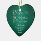 1 Foto JEDER Geburtstag Brushed Green and Gold Hea Keramik Ornament (Links)