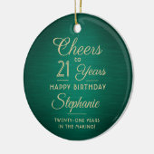 1 Foto JEDER Geburtstag Brushed Green and Gold Rou Keramik Ornament (Links)