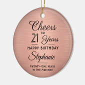 1 Foto JEDER Geburtstag Brushed Pink Rose Gold Run Keramik Ornament (Links)