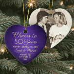 1 Foto JEDER Jubiläum Cheers Lila & Gold Heart Keramik Ornament<br><div class="desc">Glücklicher Jahrestag! Feiern Sie jedes Jahr Hochzeitstag mit einem maßgeschneiderten Foto lila und goldene Keramik-Ornament. Bild, Anzahl der Jahre, Paarnamen und Ehedatum auf dieser Vorlage sind einfach zu personalisieren. Das Design besticht durch lila Imitate mit metallischem Hintergrund, Vintage Art Deko Stil Typografie, elegante Skriptkalligraphie und ein Foto Ihrer Wahl. Dieses...</div>