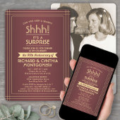 1 Foto Jubiläum Überraschung Party Burgund & Gold Einladung