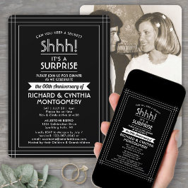 1 Foto Jubiläum Überraschung Party Schwarz-Weiß Einladung