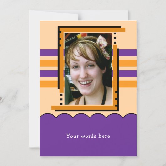 1 Foto lila orange Magnetkarte Magneteinladung (Vorderseite)