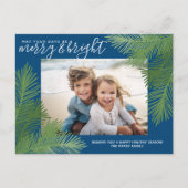 1 Foto Merry Bright Calligraphy Moderne Weihnachte Feiertagspostkarte (Vorderseite)