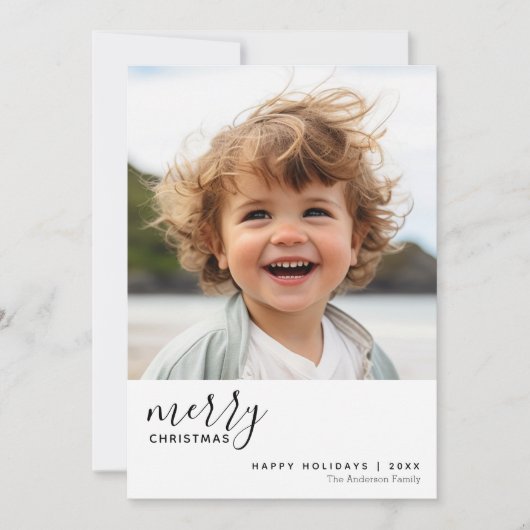 1 Foto Minimal Frohe Weihnachten - Schwarz-weiß (Vorderseite)