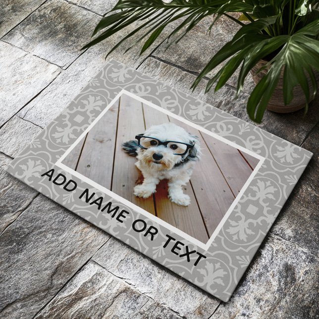 1 Foto mit Baumuster und Text Fußmatte (Custom Welcome Mat)
