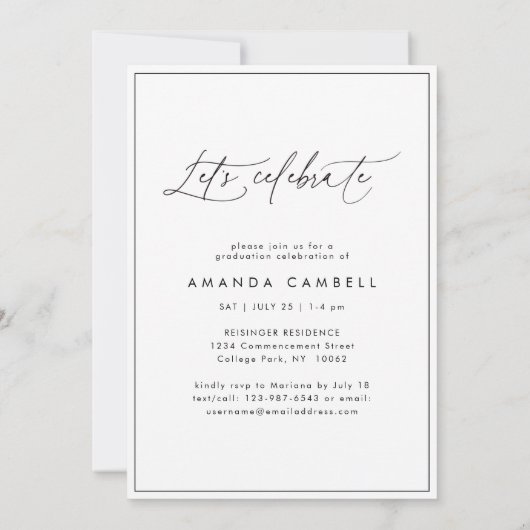 1 Foto Moderne Minimalistische Elegant Graduation  Einladung (Rückseite)