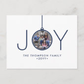 1 Foto Moderne Minimalistische Navy Blue Joy Ornam Feiertagspostkarte (Vorderseite)