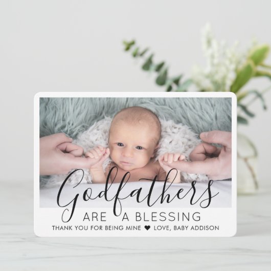 1 Foto Moderne Taufe oder Weihnachtsfeier Dankeskarte (Stehend Vorderseite)