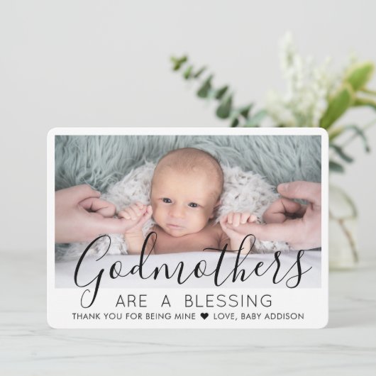 1 Foto Moderne Taufe oder Weihnachtsfeier Dankeskarte (Stehend Vorderseite)