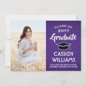 1 Foto Moderner Lila und weißer Abschluss Ankündigung (Vorderseite)