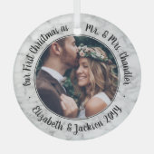 1 Foto Mr. & Mrs. 1 Weihnachten Elegante Imitate M Ornament Aus Glas (Vorderseite)