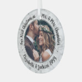 1 Foto Mr. & Mrs. 1 Weihnachten Elegante Imitate M Ornament Aus Glas (Vorderseite links)