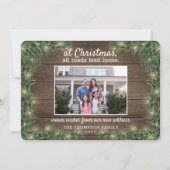 1 Foto Neue Zuhause Rustikale Holzkiefer & Streich Feiertagskarte (Vorderseite)