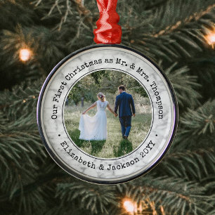 1 Foto Newlyweds Erstes Weihnachtsfest Imitate Mar Ornament Aus Metall