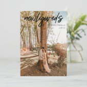 1 Foto Newlyweds Post Wedding Reception - Black Einladung (Stehend Vorderseite)