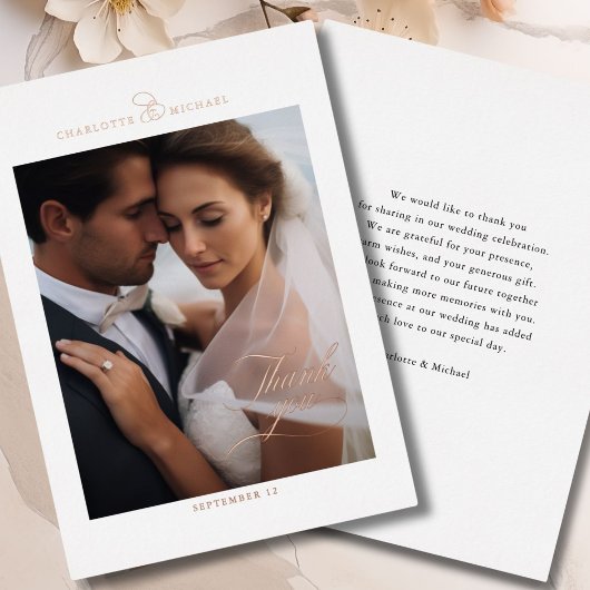 1 Foto, Rose-Gold-Foil, DANKE! Folieneinladung