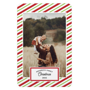 1 Foto Rote und grüne Diagonale Streifen Magnet