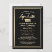 1 Foto Virtual Graduation Party Black and Gold Einladung (Vorderseite)