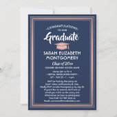 1 Foto Virtual Graduation Party Navy Blue & Pink Einladung (Vorderseite)