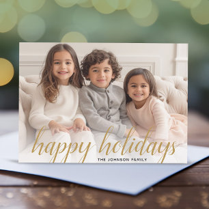 1 Foto Weihnachts Schriftzug Gold Damast Frohe Wei Feiertagskarte