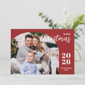 1 Foto Weihnachtsbogen modern minimalistisch rot Feiertagskarte (Stehend Vorderseite)