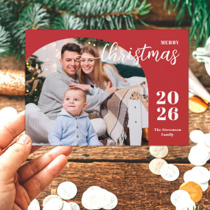 1 Foto Weihnachtsbogen modern minimalistisch rot Feiertagskarte