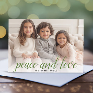 1 Foto Weihnachtsskript Green Damask Peace Feiertagskarte