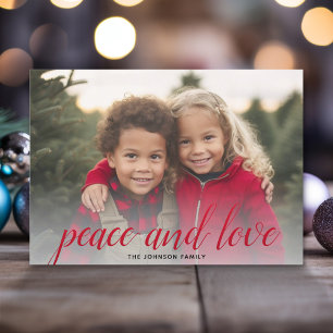 1 Foto Weihnachtsskript Red Damask Peace Feiertagskarte