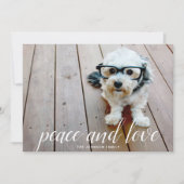 1 Foto Weihnachtsskript White Damask Peace Feiertagskarte (Vorderseite)