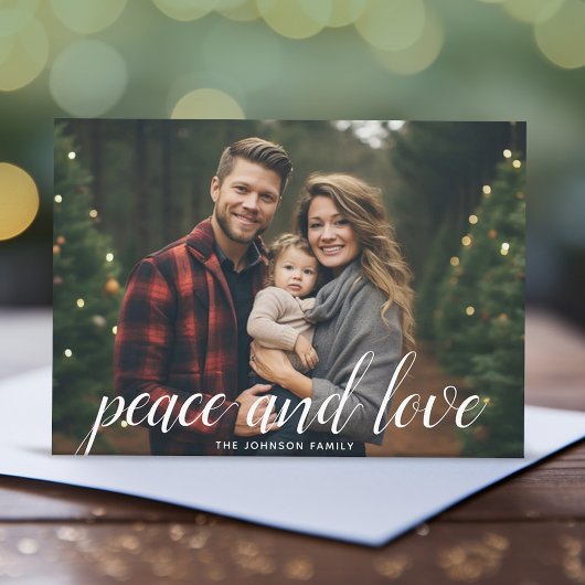 1 Foto Weihnachtsskript White Damask Peace Feiertagskarte