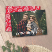 1 Foto Weihnachtsskript White Damask Peace Feiertagskarte