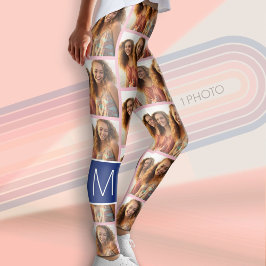 1 FotoCollage mit Monogramm kann Farbe bearbeiten Leggings