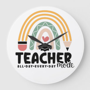 1- Funny Teacher Mode Teaching Gift for Teacher Große Wanduhr